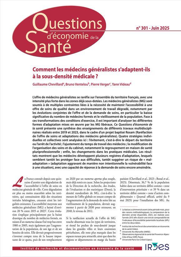 Questions d’économie de la santé n° 301